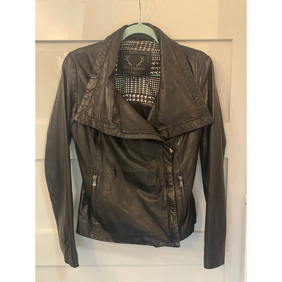 BOD & CHRISTENSEN Jackets & Blazers - BOD & CHRISTENSEN Genuine Leather Jacket Women’s S Black Waterfall Moto Style